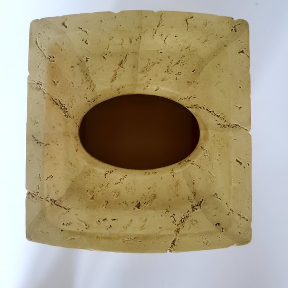 Travertine Tall Tissue Box Cover 'Quarry' Square Hand Painted MCM Modern Country - Picture 3 of 6